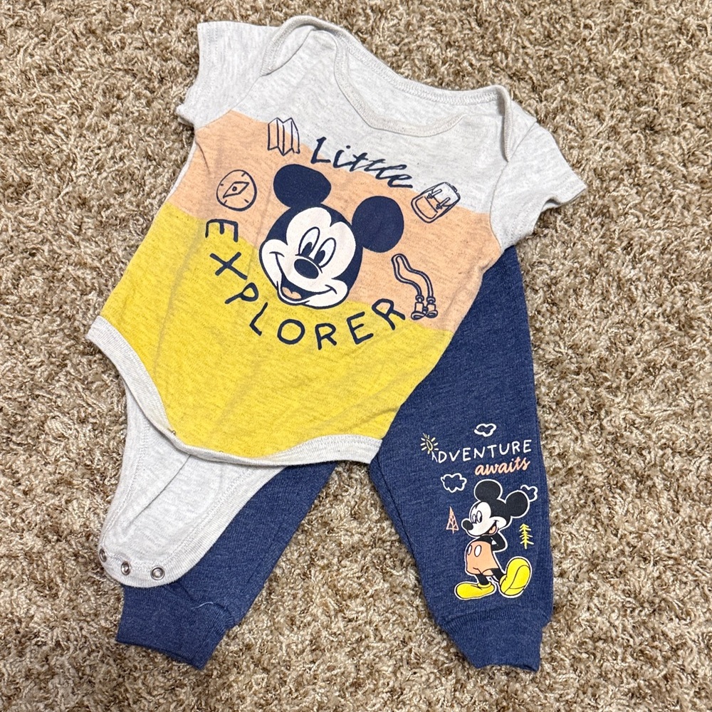 Disney Mickey Mouse Adventure Awaits Bodysuit - Gray, Yellow, Blue